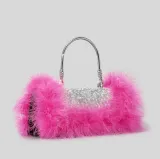 Ostrich hair rhinestone bag female mink hair inlaid diamond dinner bag full of diamonds shoulder Messenger bag