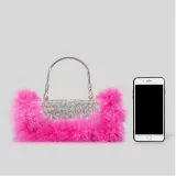 Ostrich hair rhinestone bag female mink hair inlaid diamond dinner bag full of diamonds shoulder Messenger bag