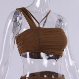 Slash Shoulder Dress Mesh Crop Bolero Slit Bodycon Two-Piece Set