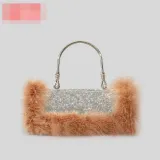 Ostrich hair rhinestone bag female mink hair inlaid diamond dinner bag full of diamonds shoulder Messenger bag