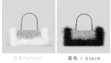 Ostrich hair rhinestone bag female mink hair inlaid diamond dinner bag full of diamonds shoulder Messenger bag