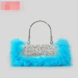 Ostrich hair rhinestone bag female mink hair inlaid diamond dinner bag full of diamonds shoulder Messenger bag