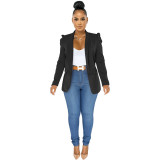 Women's Solid Color Ruched Fashion Blazer