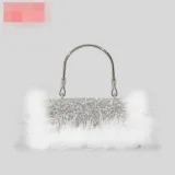 Ostrich hair rhinestone bag female mink hair inlaid diamond dinner bag full of diamonds shoulder Messenger bag