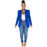 Women's Solid Color Ruched Fashion Blazer
