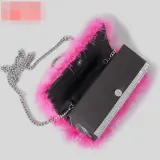 Ostrich hair rhinestone bag female mink hair inlaid diamond dinner bag full of diamonds shoulder Messenger bag