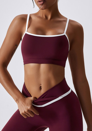 Patchwork Kontrast Renk Yoga Sutyen Dar Koşu Spor Tank Top Darbeye Dayanıklı Çabuk Kuruyan Spor Giyim Üst Kadın