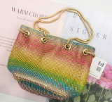 Summer Diamond Rainbow Rhinestone Drawstring Bag