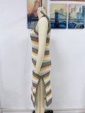 Chique maxi-jurk met veters en strepen