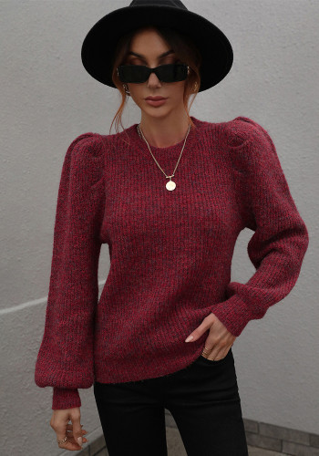 Suéter feminino oversized gola redonda manga longa plissada