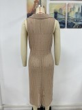 Gebreide jurk in effen kleur met kraag voor dames