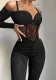 Women's Black Low Neck Sexy Tight Fitting Jumpsuit