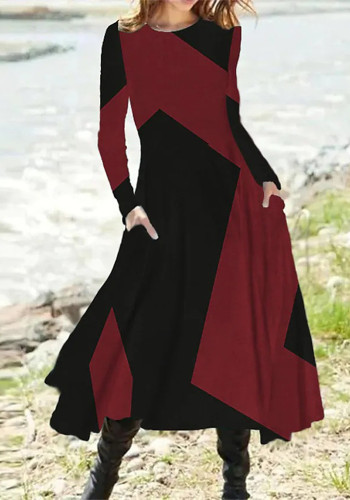 Damen Casual Ethnic Style Retro Style Fashion Herbst und Winter Langarm Maxi Swing Kleid