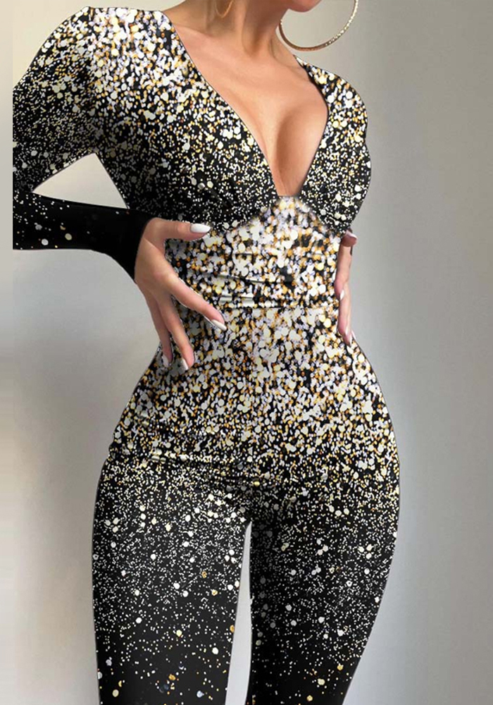 Wholesale Women's Black Low Neck Sexy Tight Fitting Jumpsuit Global Lover