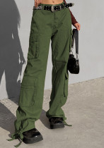 Frühlings-Sommer-Damen-Cargo-Hose mit geradem Bein und hoher Taille, lockere Retro-Hose mit weitem Bein