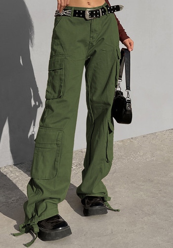 Весенне-летние женские брюки-карго с прямыми штанинами и высокой талией, свободные широкие брюки в стиле ретро
