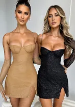 Women Long Sleeve Sexy Camisole Dress