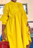 Vestido de cuello simulado suelto de color sólido casual para mujer