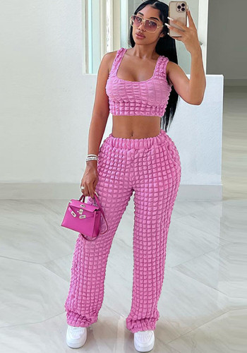 Women Sexy Slim Fit Sleeveless Tank Top And High Waist Trousers Two-Piece Set