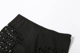 Conjunto de dos piezas de pantalón de cintura alta y camiseta sin mangas entallada de jacquard para mujer