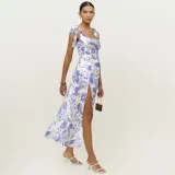 Summer Sexy Strap Slit Dress Fashion Floral Lace-Up Strapless Midi Dress