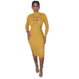 Women's Ribbed Perforated Dress