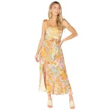 Summer Sexy Strap Slit Dress Fashion Floral Lace-Up Strapless Midi Dress