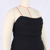Vestido ajustado plisado con hombros descubiertos de malla para mujer de talla grande