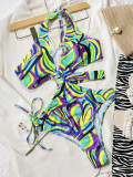 Traje de baño de una pieza con cordón hueco de color sólido para mujer Bikini
