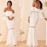 Women Clothing Off Shoulder lace White Wedding Dresses lace Bridesmaid Dresses