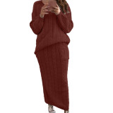Autumn and winter women's fashion twist sweater suit set