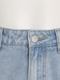 Pantalones cargo de mezclilla vintage para mujer con cremallera multibolsillos rectos largos de cintura media