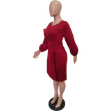 Women's Spring Solid Bodycon Chic Round Neck Dress