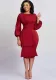 Women's Spring Solid Bodycon Chic Round Neck Dress