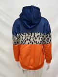 Sudadera con capucha de patchwork de leopardo para mujer Sudaderas con capucha de bloque de color versátiles informales de invierno