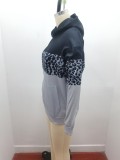 Sudadera con capucha de patchwork de leopardo para mujer Sudaderas con capucha de bloque de color versátiles informales de invierno