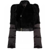 Abrigo corto elegante ajustado con cremallera oblicua de invierno para mujer