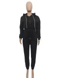 Sexy Women'S Hooded Solid Color Long Sleeve Casual Jumpsuit