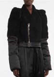 Women Trendy Fleece Patchwork Clothing Winter Oblique Zipper Slim Chic Short Coat