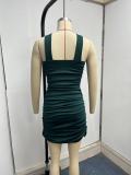 Women Summer Sexy Crossover Backless Pleated Bodycon Dress