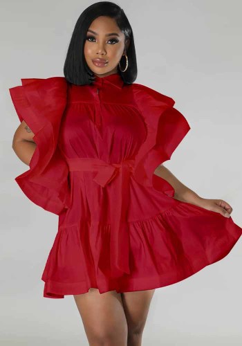 Kadın Modası Saten Düz Renk V Yaka A-Line Elbise