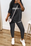 Fashion letter printing outdoor sports short-sleeved t-shirt trousers suit