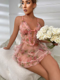 Sexy See Through Floral Mesh Straps Night Dress Pajamas Lingerie Home Clothing