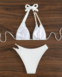 Women Chain Link Halter Neck Bikini Two Pieces