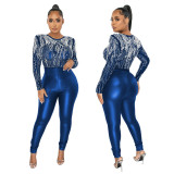 Dames coltrui doorzichtige jumpsuit met kralen