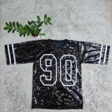 Women Fashion Short Sleeve Letter Sequined Loose Dress
