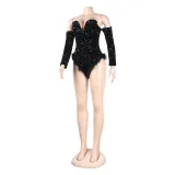 Women Sexy Feather Sequin Jumpsuit