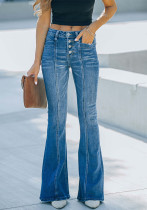 Pantalón de mezclilla de talle alto con parte inferior de campana para mujer