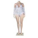 Women Sexy Feather Sequin Jumpsuit