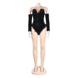 Women Sexy Feather Sequin Jumpsuit